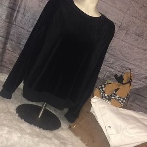 EV1 Black Velour Long Sleeve Light Sweater